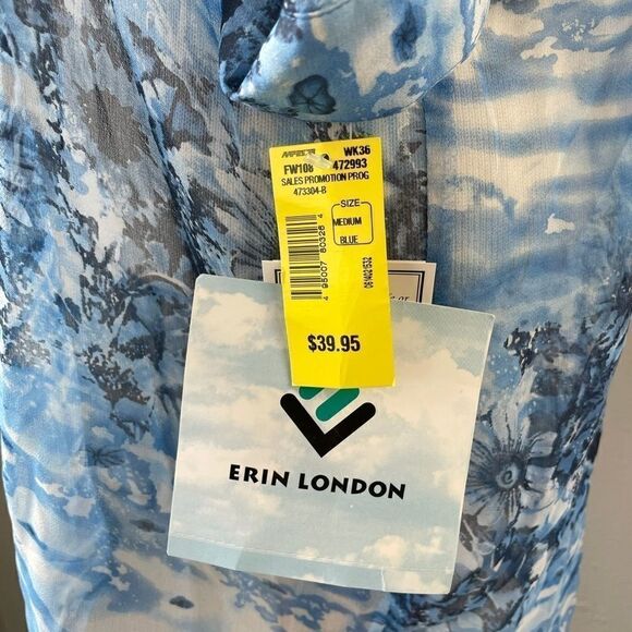 NWT Erin London Sheer Silk Button Down Shirt - Picture 7 of 9